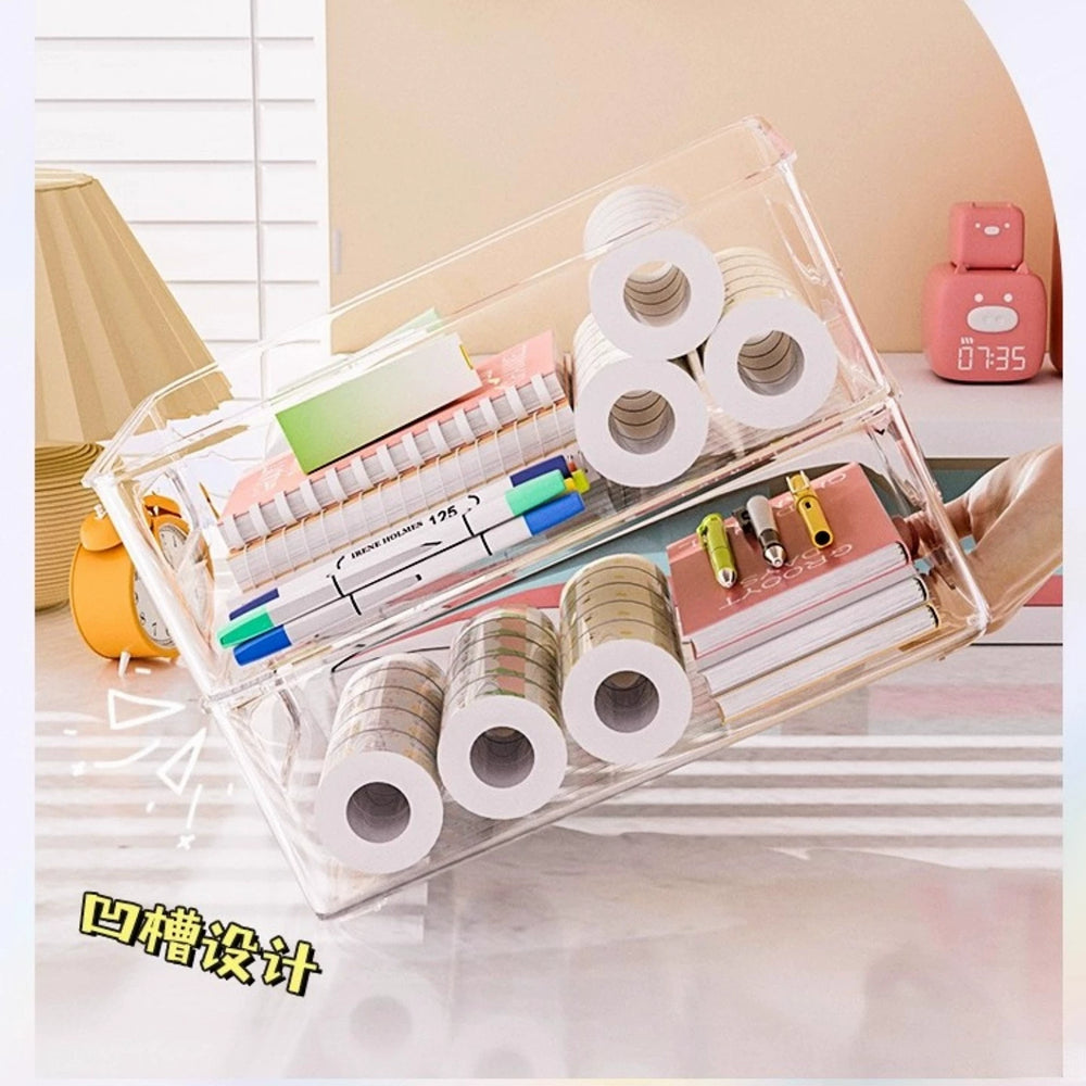 Acrylic desktop transparent storage box cosmetic mask storage rack dormitory stationery snacks clutter organizer fh
