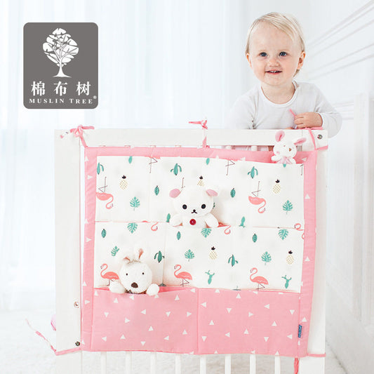 INS Nordic style crib multi-layer cotton storage bag baby bedside multi-functional cartoon diaper storage bag