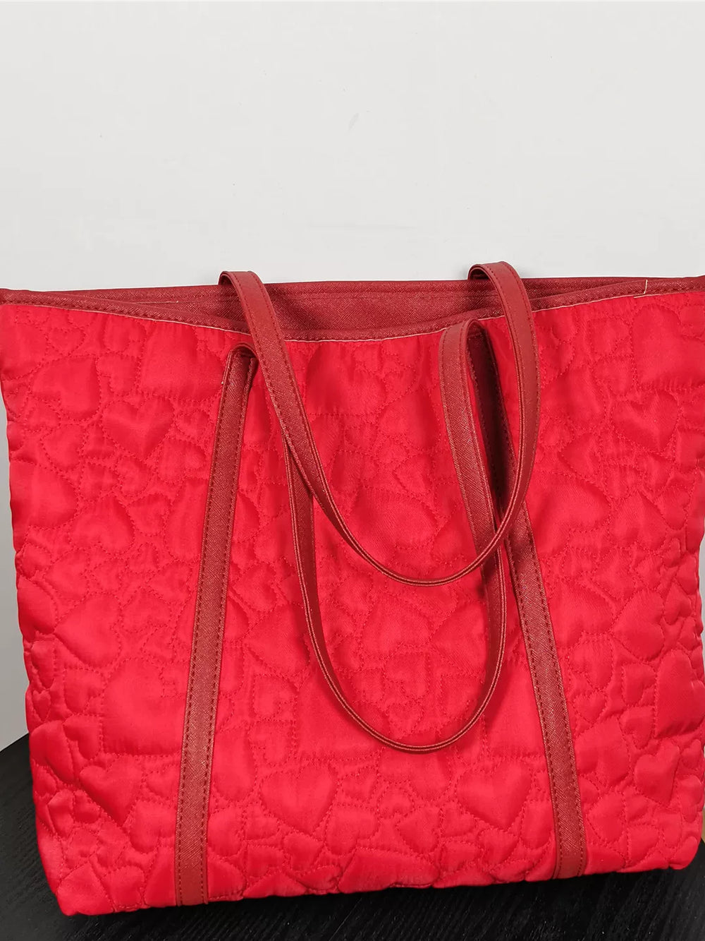 Red bag canvas with zipper large capacity tote bag daily commuting nylon high-quality lazy style foreign trade bag