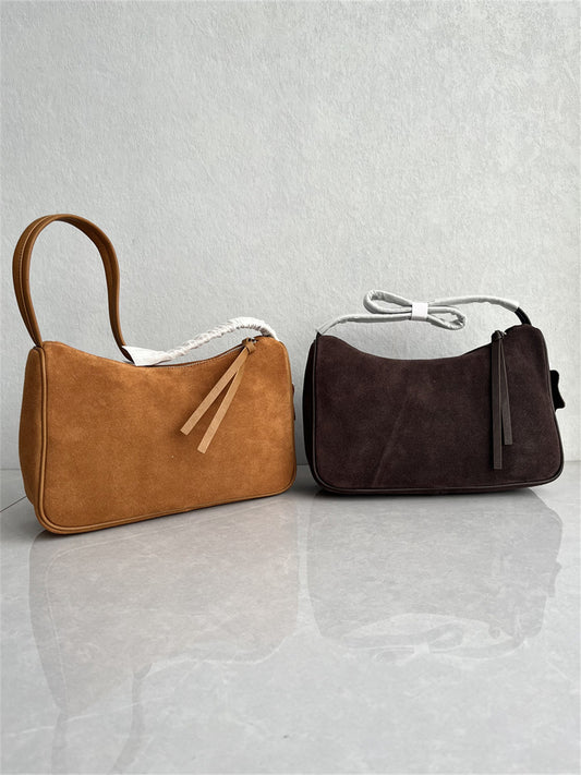Export to South Korea High Quality Frosted Top Layer Cowhide Underarm Bag Fashionable and Versatile High-end Texture Simple Shoulder Women's Bag