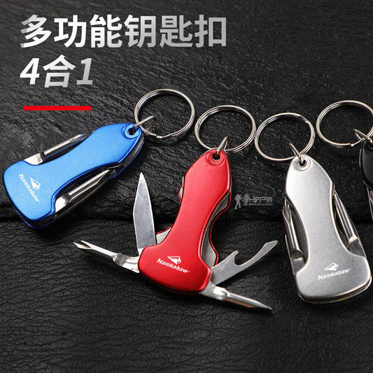 Multi-function tool with key knives universal keychain outdoor bottle opener mini folding screwdriver portable