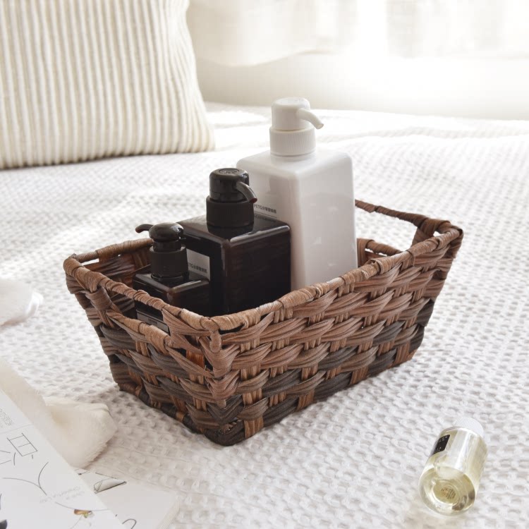 Creative imitation rattan storage box, desktop organizer, remote control basket, coffee table, entrance storage box, woven storage basket