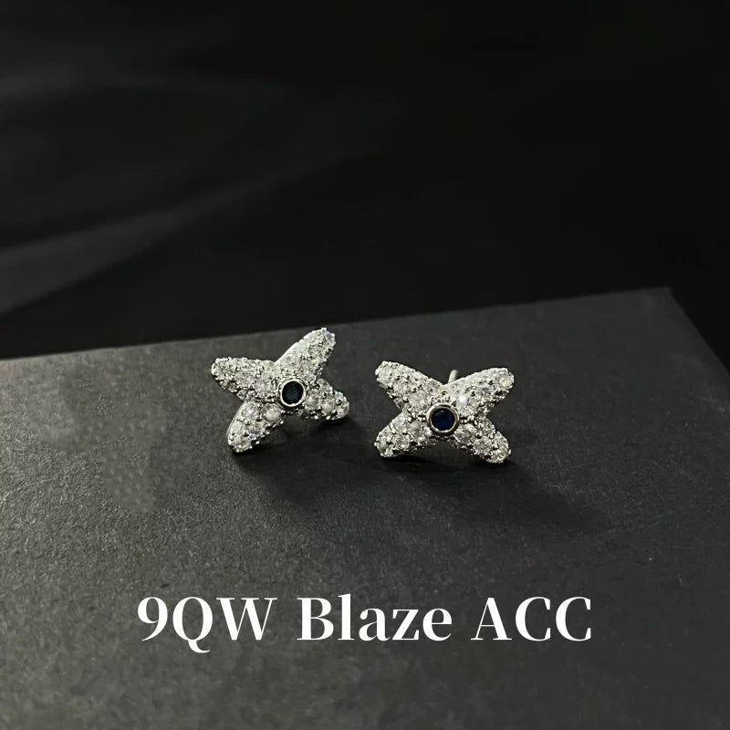 New simple and atmospheric stud earrings, 21st century maharaja wife IU same style of stud earrings, zircon full diamond cross light luxury stud earrings