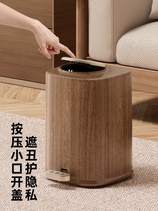 Kitchen foot trash can with lid for home use 2025 new living room light luxury high-end large-capacity bathroom paper basket Y
