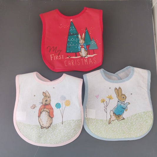 British single Peter rabbit little rabbit waterproof bib anti-spitting saliva towel kindergarten feeding bib big waterproof bib
