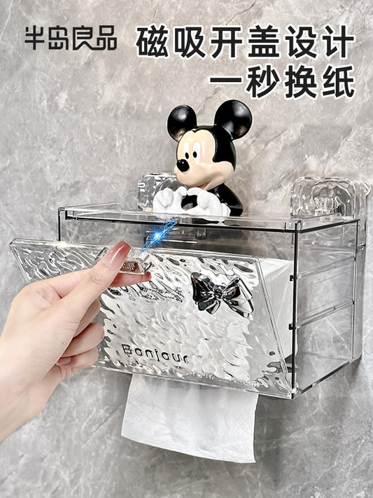Light luxury suction cups, toilet paper boxes, wall-mounted waterproof tissue boxes, shelves, toilet hand paper rolls, paper drawer boxes