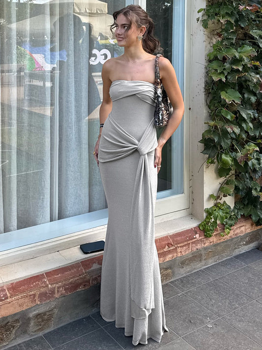 Casual lazy style modifier figure cover tummy strap bandeau dress 2026 summer wear hip-hugging long skirt for women