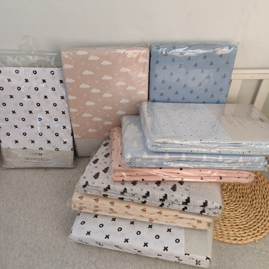 Foreign trade pure cotton children's quilt cover, bed sheet, pillowcase, baby baby kindergarten 1*1.4 meters single quilt cover three-piece set