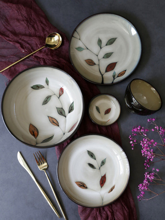 Ceramic plate bowl set, rice bowl, large soup bowl, creative tableware, Japanese rice plate, deep dish, vegetable plate, household flat plate