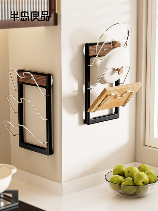 Suction cup pot lid rack no punching wall mounted pot lid placer kitchen multi-purpose storage rack cutting board pot lid rack