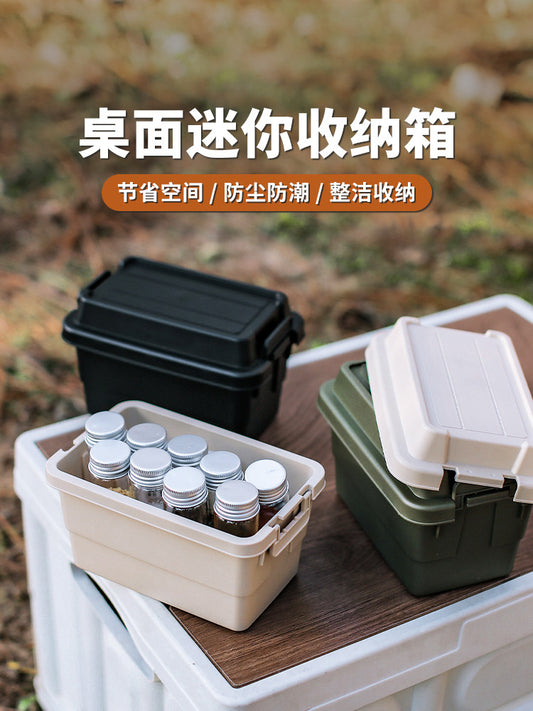 Tabletop storage box, outdoor travel, camping, mini storage box, organizing box, lid, camping small tools, and sundries box