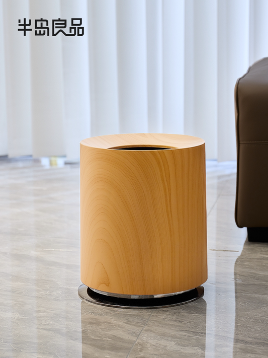 High-grade imitation wood grain trash can, household living room, bedroom double-layer, large-capacity, minimalist creative, light luxury, new Chinese paper basket
