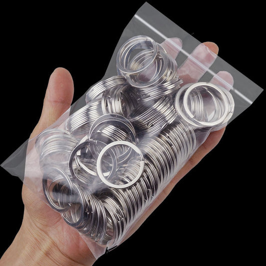 100pcs outdoor carabiner keychain diy accessories plating thickening key ring flat ring flat ring