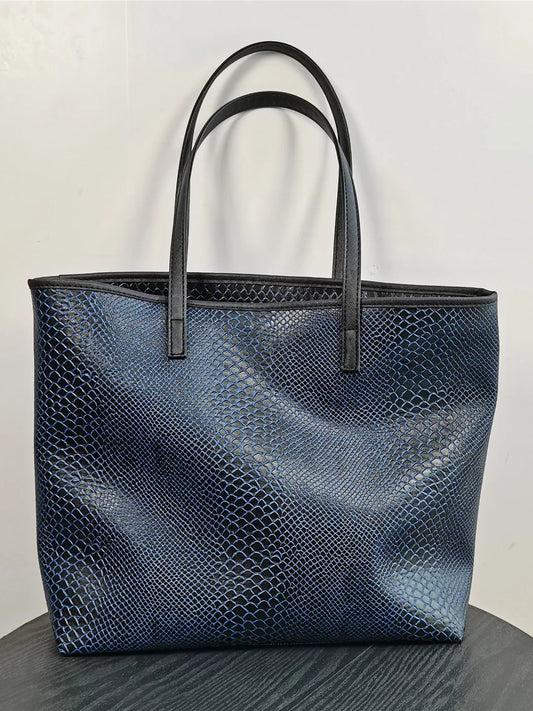 One shoulder hand withdrawal, large capacity tote bag, snake print, three-dimensional, high-value commuter women's bag, zipper foreign trade export bag