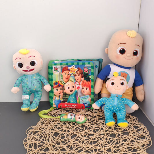 Original single baby bus JOJO with music cloth book soothing doll soothing doll plush toy english nursery rhymes