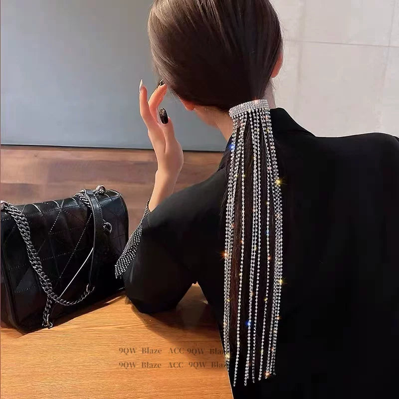 9QW Korean version of Sarah's authenticity life Shin Hye-sun's same long explosive flash tassel hair accessory high-end glitter diamond hairpin