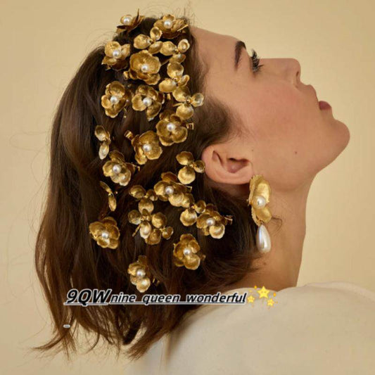 9QW homemade European and American ins popular flower hairpin early spring travel style bang clip wedding hair accessory headdress clip