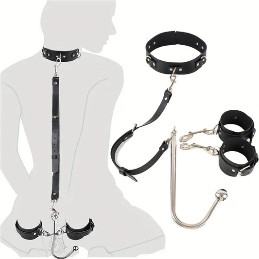 Coco Witch New Sexy Metal Chain Decoration Leather Mood Personality Bondage Strap Set Unisex