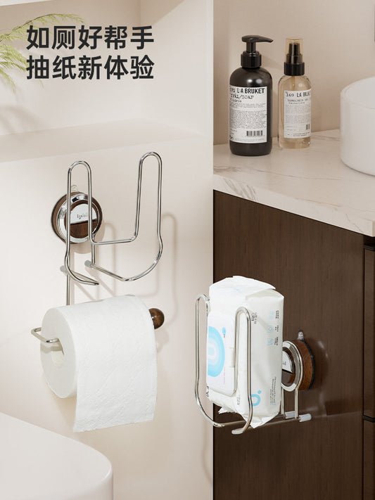 Suction cup, toilet paper towel rack, wall-mounted toilet paper roll holder, non-perforated wet wipes, face towels, toilet paper storage rack