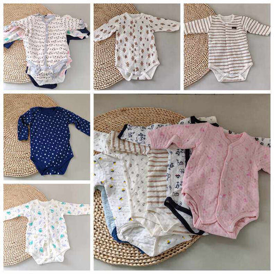 Day simple cotton long sleeve ha clothes baby fart wrap clothes baby thin jumpsuits breathable triangle climb 80-90