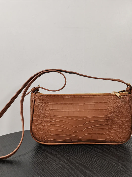 Brown Maillard retro one-shoulder crossbody bag high-end baguette armpit bag women's niche design French small square bag