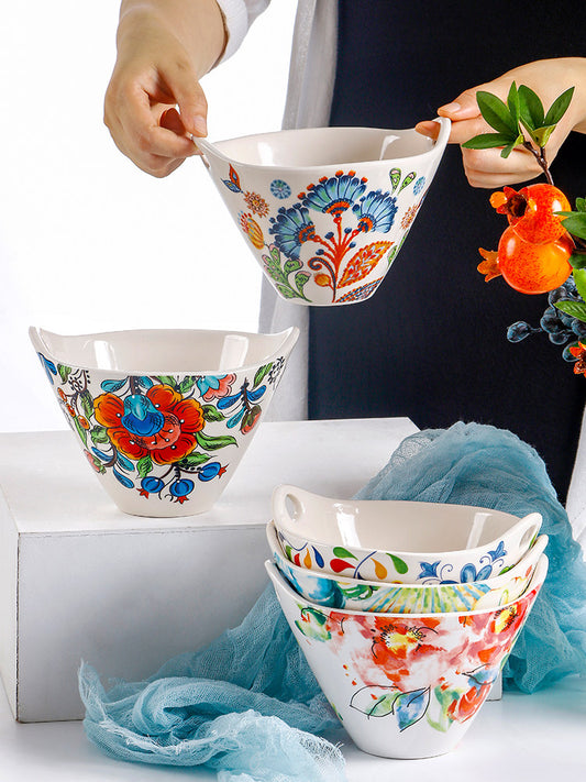 OMK Creative Painted Face Bowl Underglaze Colored Ceramic Amphora Bowl Household New 2023 Powder Bowl Fruit Bowl