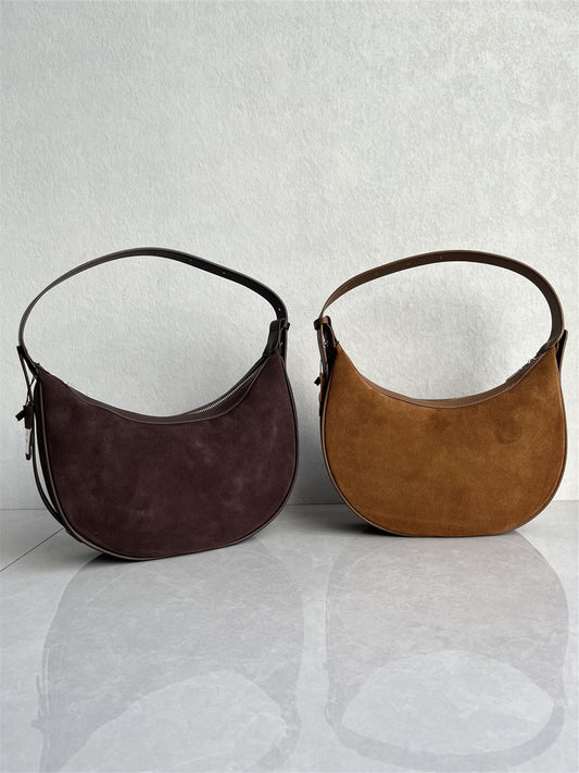 This year's new high-quality top-layer frosted cowhide crescent bag is a fashionable and versatile high-end texture one-shoulder crossbody women's bag