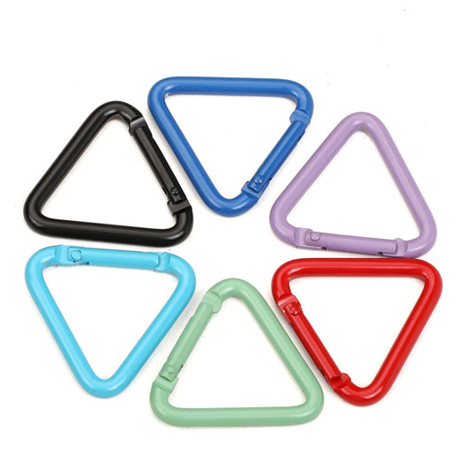 Triangle color 3 corner backpack keychain aluminum alloy heart buckle DIY accessories small carabiner