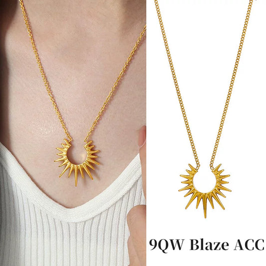 European and American niche vintage sunflower necklace 18K gold-plated stainless steel U-shaped horseshoe ring ins style titanium steel clavicle chain