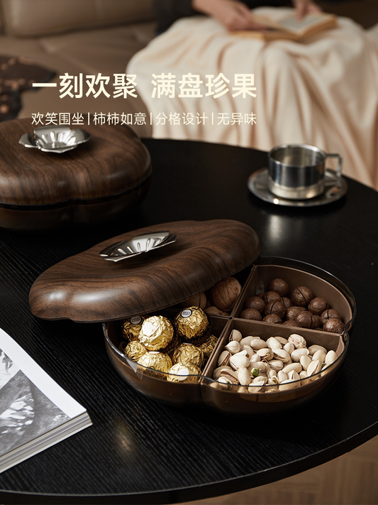 Dried fruit and fruit plate, home living room coffee table, New Year's melon seed nut snack plate, four-square grid, light luxury, high-end and high-value