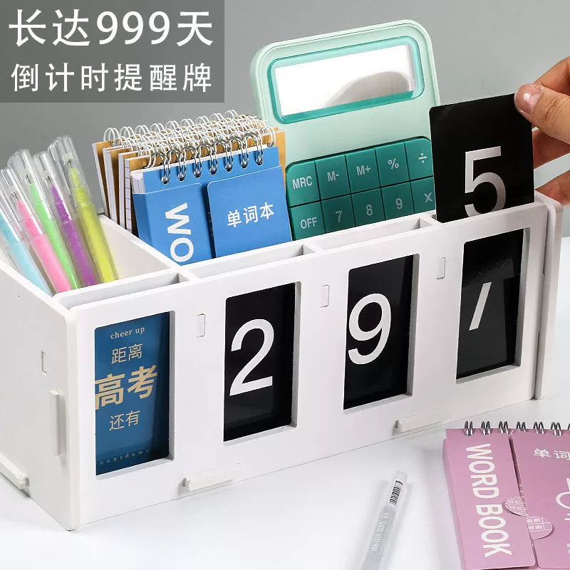 Office creative assembly desktop calendar pen holder student desk calendar multi-functional vertical diagonal stationery storage box simple and high-value ins style schedule planning office desktop stationery storage box