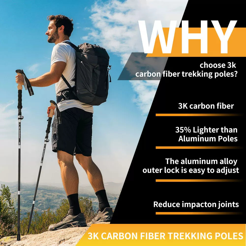 Ultra-light folding 3K carbon fiber high-end trekking poles carbon trekking poles for men and women professional hiking outdoor climbing