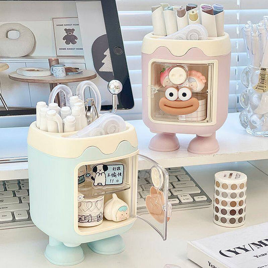 Student Kids Cute Desktop Pen Holder Storage Box Desk Simple and Creative Pen Holder Pen Case Multifunctional Small Fresh Stationery Storage Box Dormitory Stationery Organizer Shelf