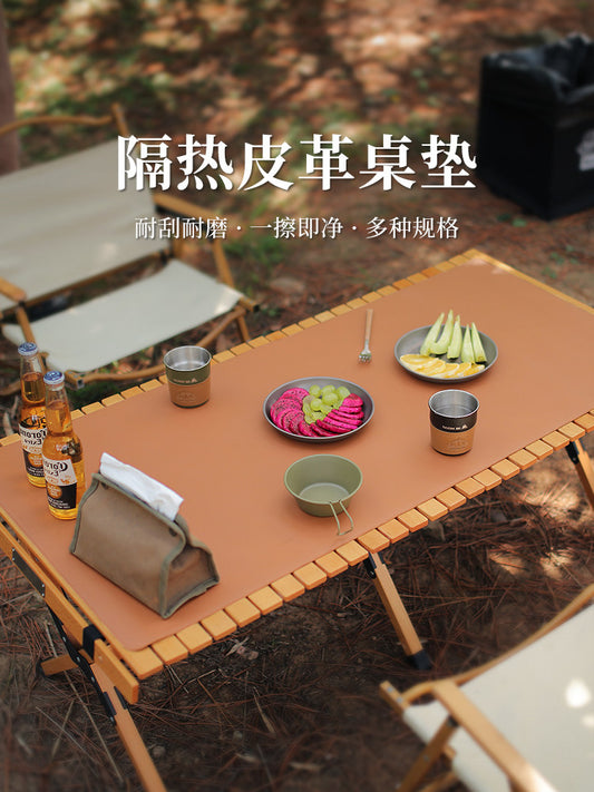 Outdoor egg roll table mat tablecloth camping PU leather picnic mat camping waterproof and oilproof rollable folding table mat