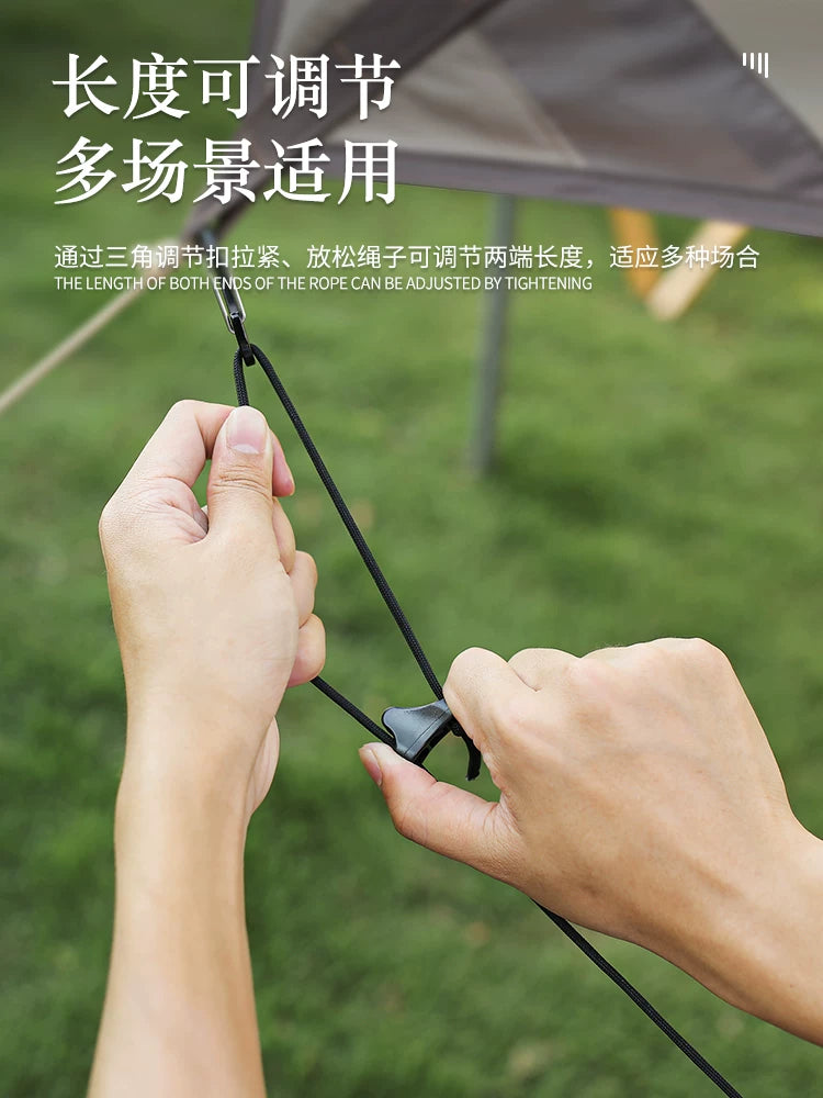 Portable outdoor windproof clothesline, multifunctional camping clothesline adjustable lanyard clothespin, canopy hanging rope