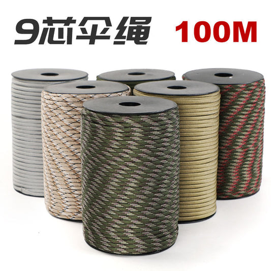 9 Core Paracord Camping Canopy Tent Rope 4mm Braided Bracelet DIY Accessories Nine Hearts Emergency Survival
