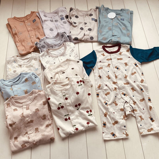 Clearance 60-80 yards daily single baby clothes baby spring and autumn placket open-button long-sleeved jumpsuit soft ha clothes crawling suits