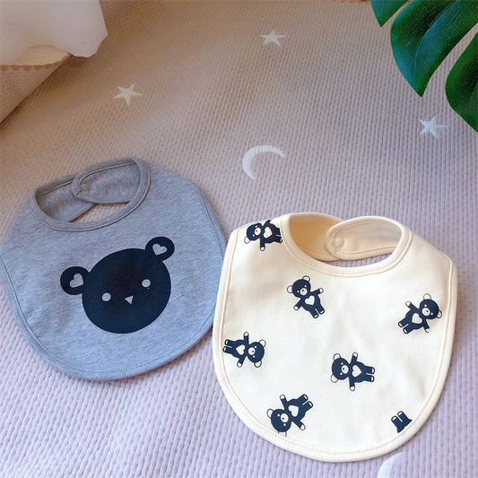 ins style Korean style newborn bib pure cotton A cartoon bear saliva towel anti-spitting milk male and female baby bib