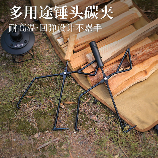outdoor charcoal tongs, carbon clips, incinerators, tongs, charcoal, household stove tongs, solid beech wood, solid wood handles, carbon clips