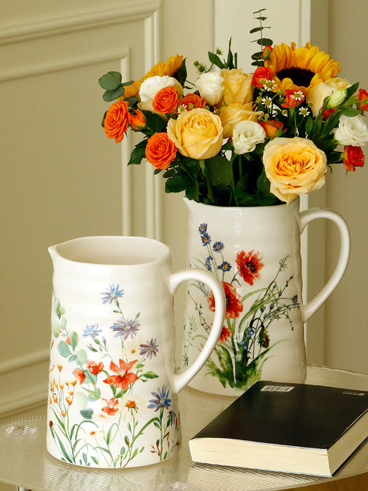 OMK Pastoral Ceramic Vase Large Creative Small Fresh Home Ornaments Living Room Dining Table Flower Arrangement Hydroponic Ware