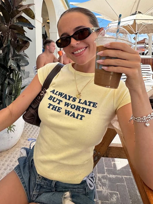 Retro sporty style simple monogram print crew neck short-sleeved top 2026 summer new hot girl slim t-shirt trend
