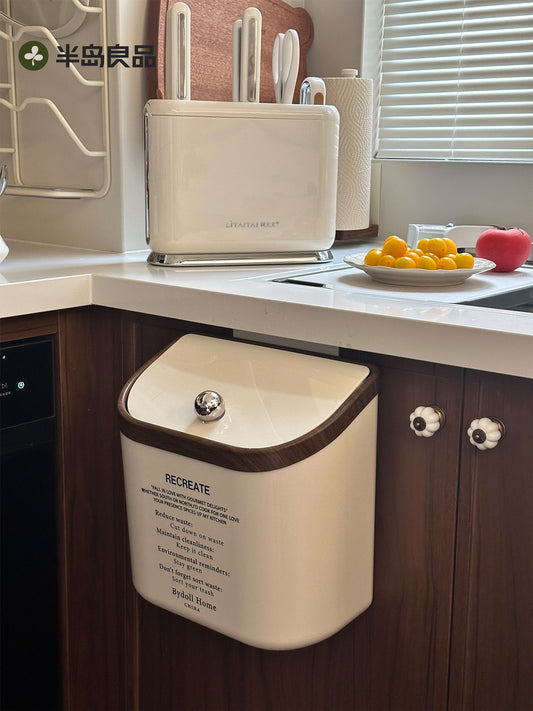 Trash can, home kitchen special non-bending wall-mounted large capacity garbage can with lid bathroom garbage bin