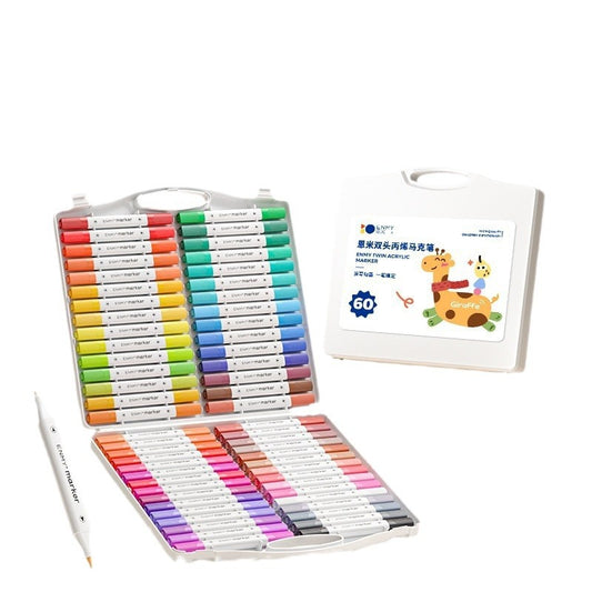Enmi double head acrylic marker pen kids opaque acrylic pen waterproof painting DIY watercolor pen 48 color brushes