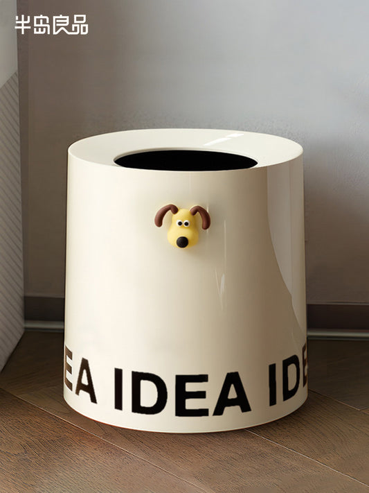 Trash can home living room light luxury high-value bedroom cream style office 2025 new high-end creative paper basket