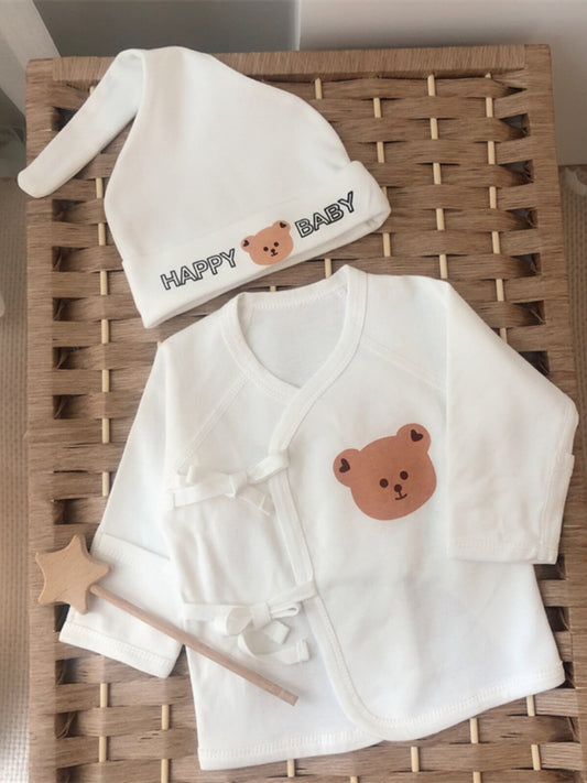 Newborn baby clothes, spring, autumn, winter, pure cotton half-backs, newborn baby base tops, monk underwear Category A
