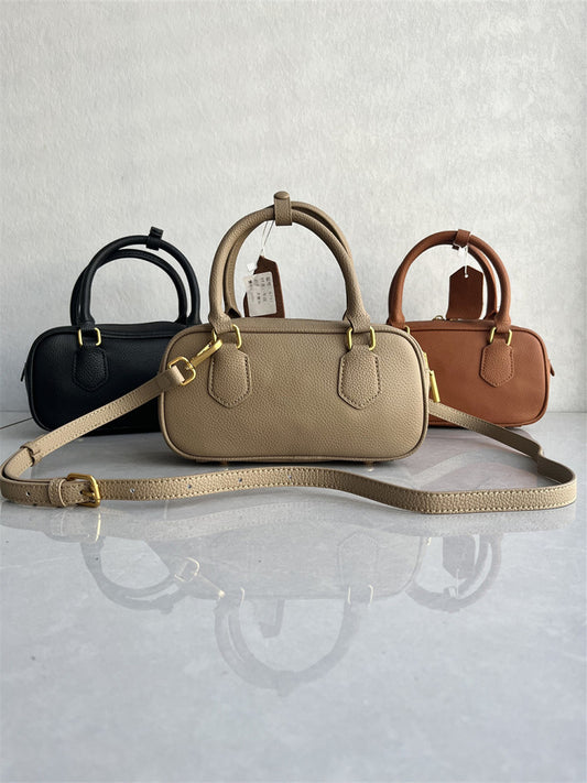 Foreign trade leather top layer cowhide Boston Korean version niche design texture handbag fashion one-shoulder crossbody women's bag