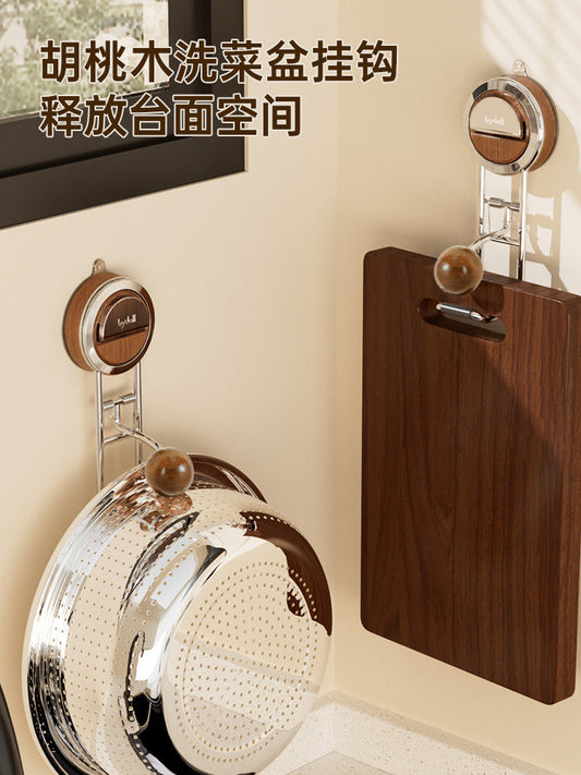 Kitchen dishwashing basin storage rack suction cup wall mounted cutting board washbasin storage rack household vegetable basket punching-free hook