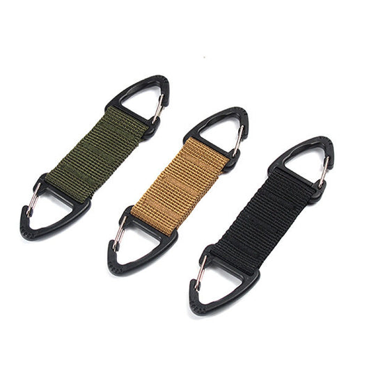 Outdoor tactical nylon webbing backpack hanging buckle double-point triangle buckle multi-function carabiner two-way quick-hanging keychain