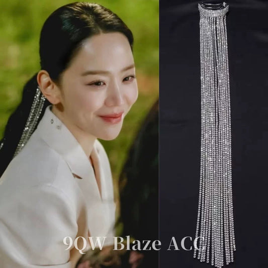 9QW Korean version of Sarah's authenticity life Shin Hye-sun's same long explosive flash tassel hair accessory high-end glitter diamond hairpin