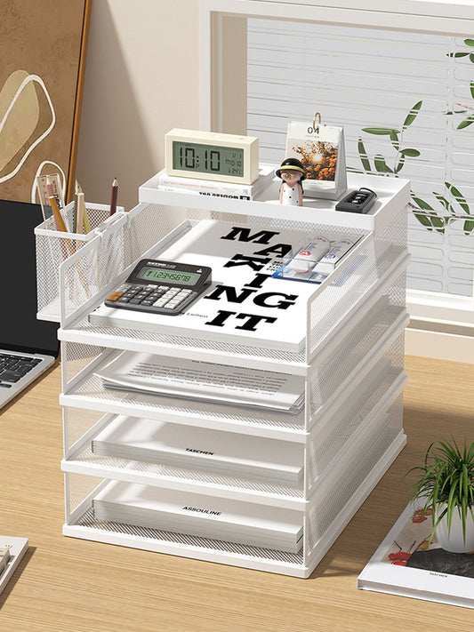 A3A4 Office Desktop File Shelf, Metal File Frame, Data Storage Shelf, Iron Multi-layer Folder Shelf, Storage Box, Bookcase, Office Book Stand, File Shelf, Office Stationery Supplies Daquan Shelf